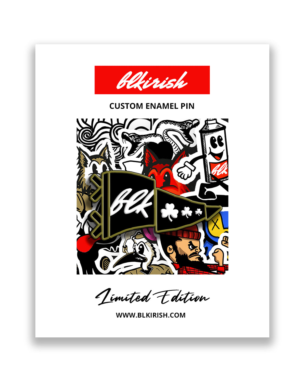 Blk Clover Flag Enamel Pin